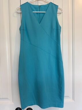 Sleeveless V-Neck Turquoise Shift Dress